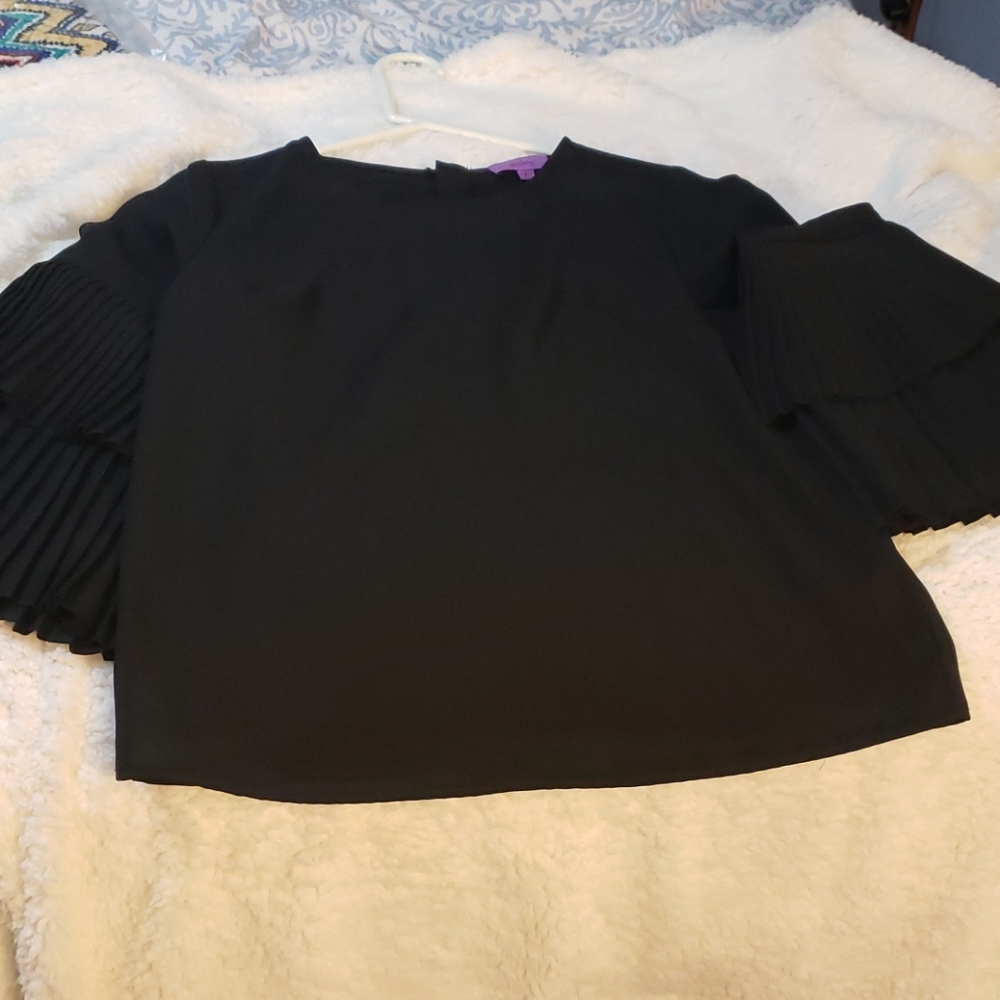 black blouse with bell sleeves